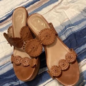 Cork Jack roger platform slides size 8.5